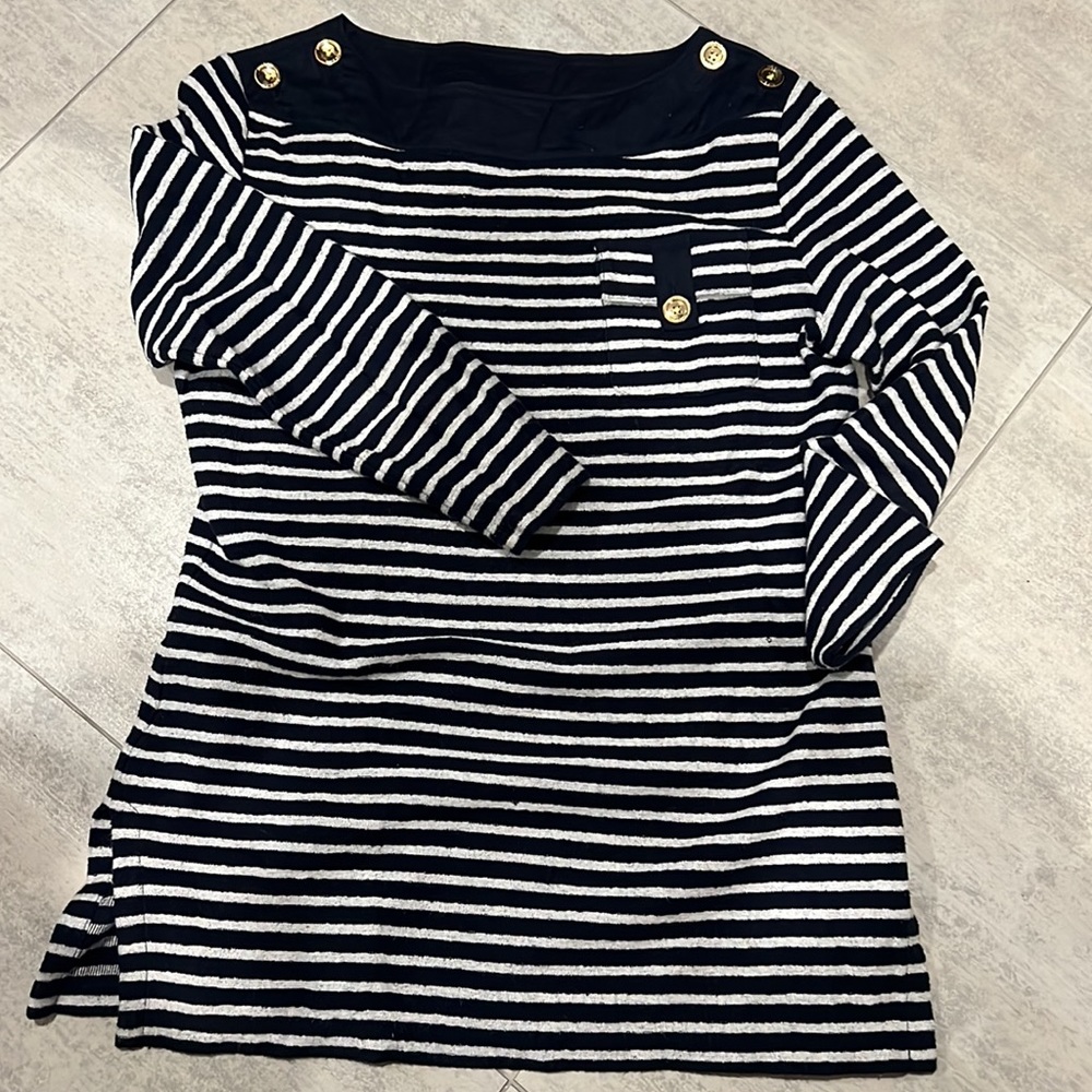 Tory Burch Navy Striped Sweater size XS